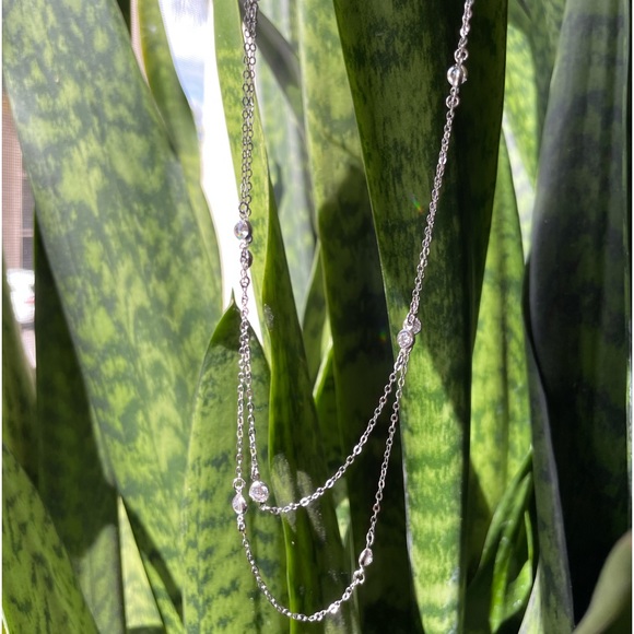 Sterling Silver CZ 48”L Necklace - Picture 10 of 12